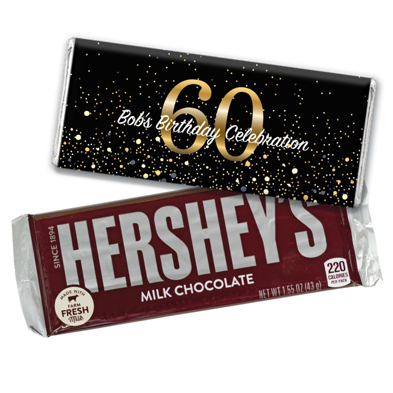 60th Birthday Candy Party Favors Wrapped Hershey's Chocolate Bars or Wrappers Only by Just Candy
